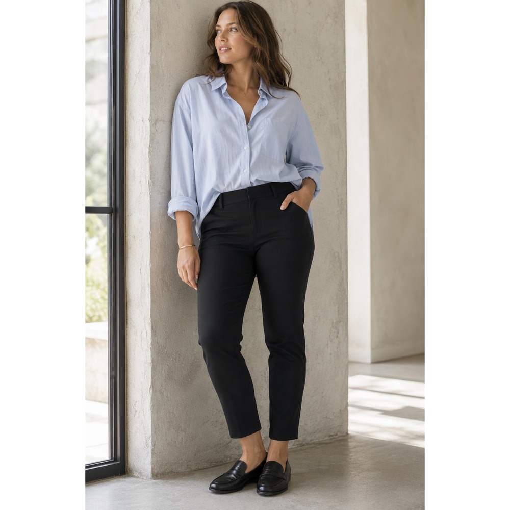 NWT Madewell Fraser Slim Pant Stretch Slim Tapered High Rise Work Black 35